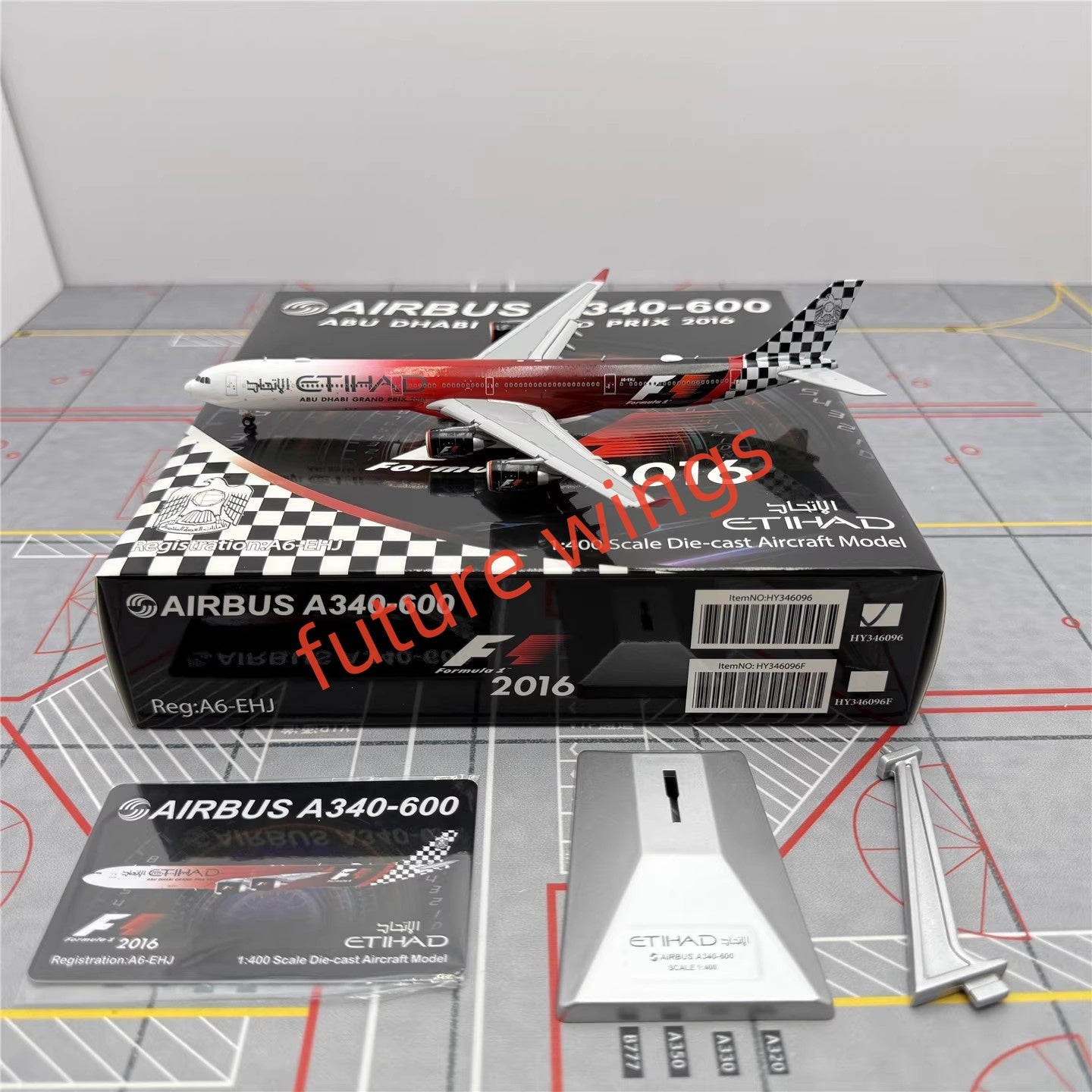 1:400 YY Wings Etihad Airways A340-600 A6-EHJ Aircraft Model+Free Tractor