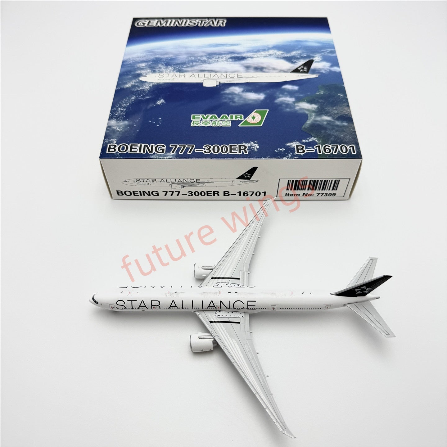 1:400 Geministar EVA Air B777-300ER B-16715 B-16701 "STAR ALLIANCE" Aircraft Model+Free Tractor