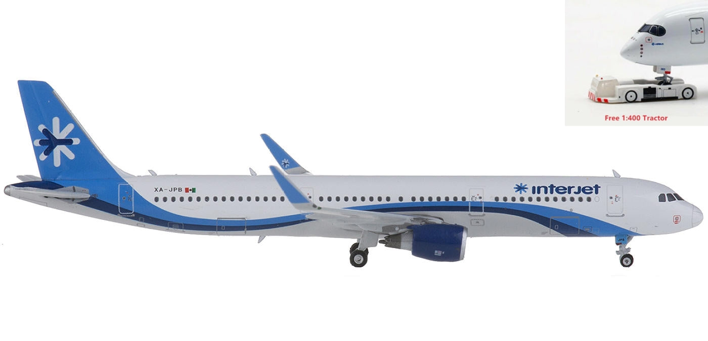 (Rare)1:400 Phoenix PH11419 Interjet Airbus A321 XA-JPB Aircraft Model+Free Tractor