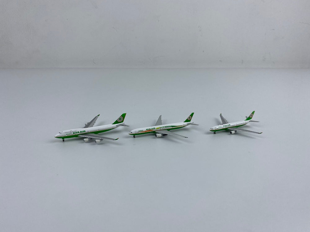 1:1000 Hogan Wings EVA Air A330-200 B747-400 B777-300ER 3IN1 Diecast Aircraft Models Set