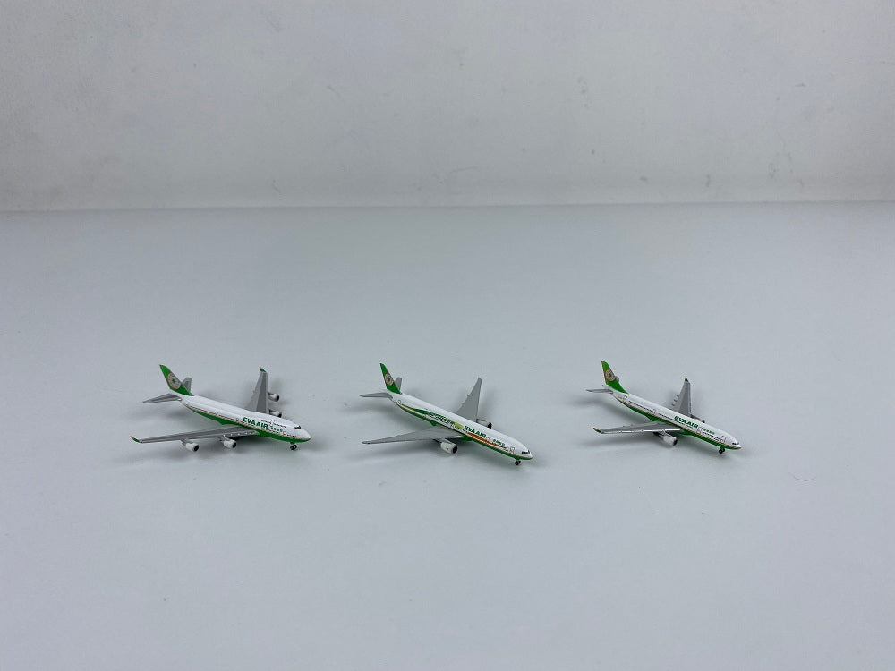1:1000 Hogan Wings EVA Air A330-200 B747-400 B777-300ER 3IN1 Diecast Aircraft Models Set