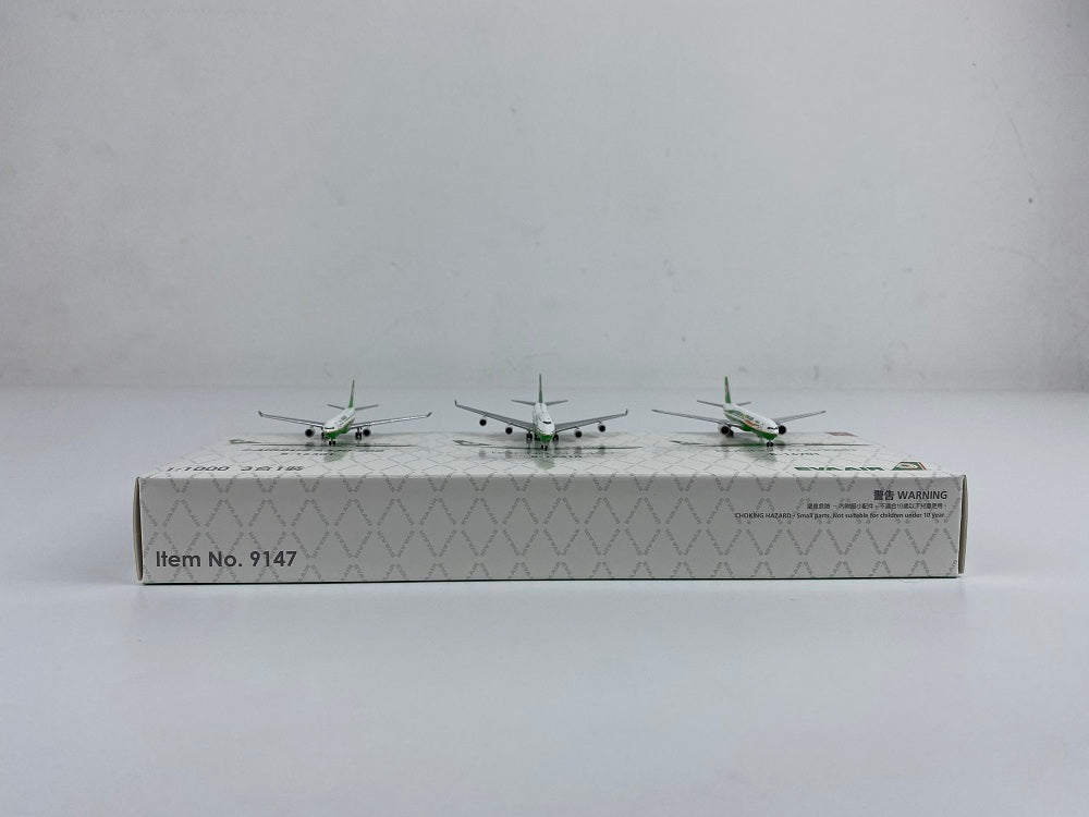 1:1000 Hogan Wings EVA Air A330-200 B747-400 B777-300ER 3IN1 Diecast Aircraft Models Set