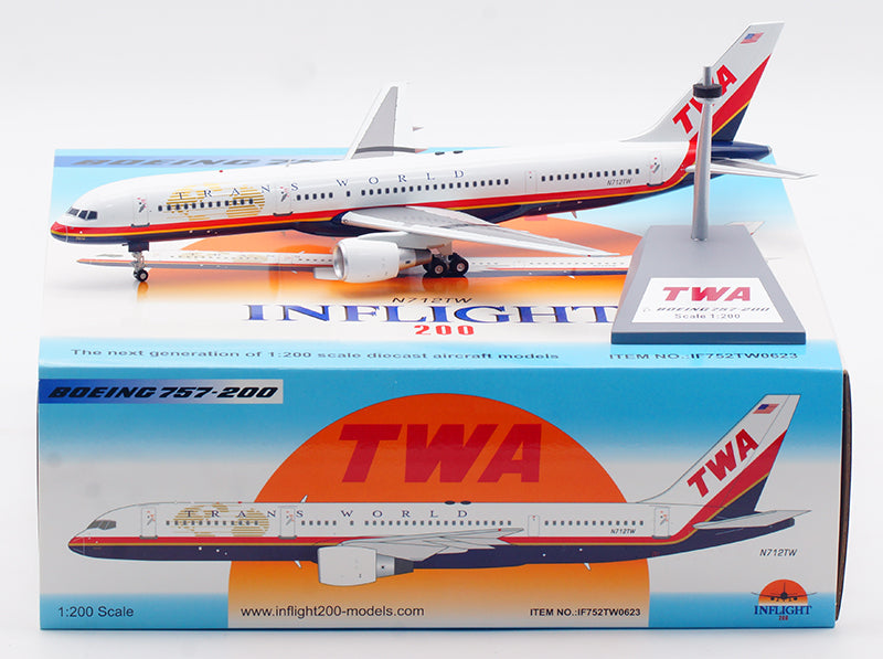 1:200 InFlight200 TWA B757-200 N712TW Aircraft Model With Stand