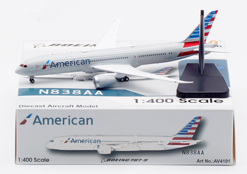1:400 Aviation400 American Airlines B787-9 N838AA Aircraft Model Free Tractor+Stand