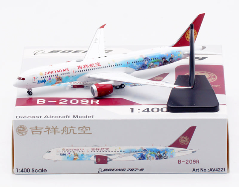 1:400 Aviation400 JuneYao Air B787-9 B-209R “Genshin Impact” Aircraft Model Free Tractor+Stand