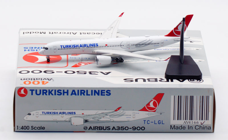 1:400 Aviation400 Turkish Airlines A350-900 TC-LGL Aircraft Model Free Tractor+Stand