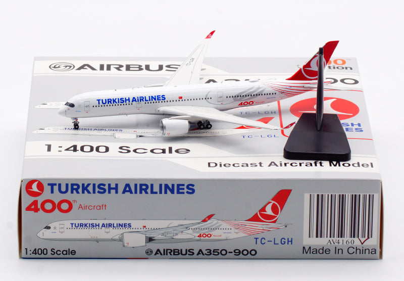 1:400 Aviation400 Turkish Airlines A350-900 TC-LGH Aircraft Model Free Tractor+Stand