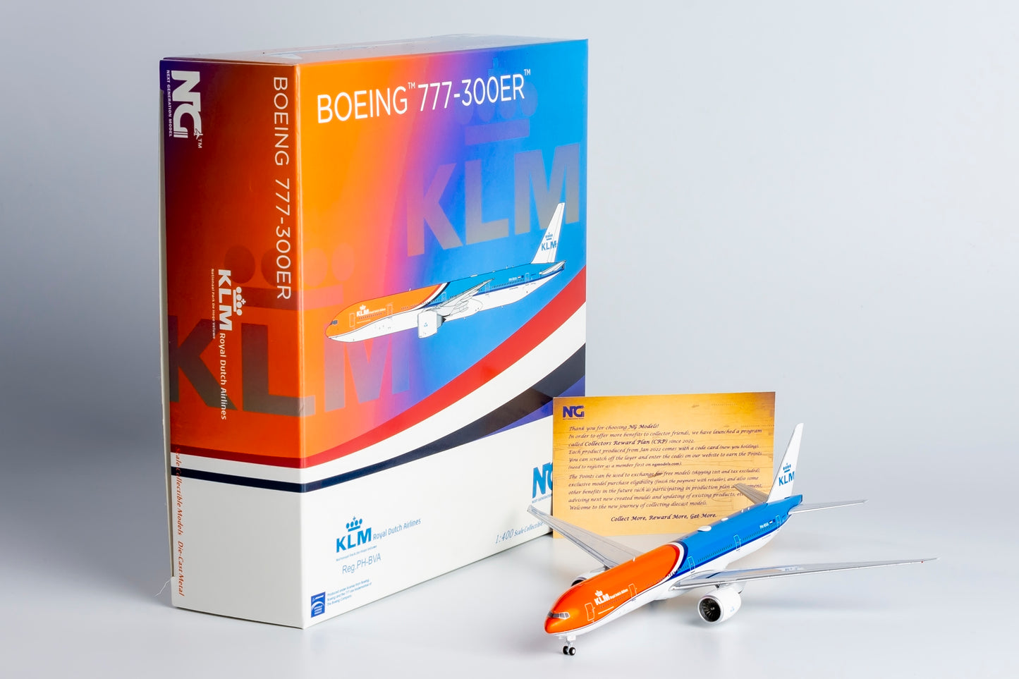 1:400 NG Models NG73040 KLM Boeing 777-300ER PH-BVA Aircraft Model+Free Tractor
