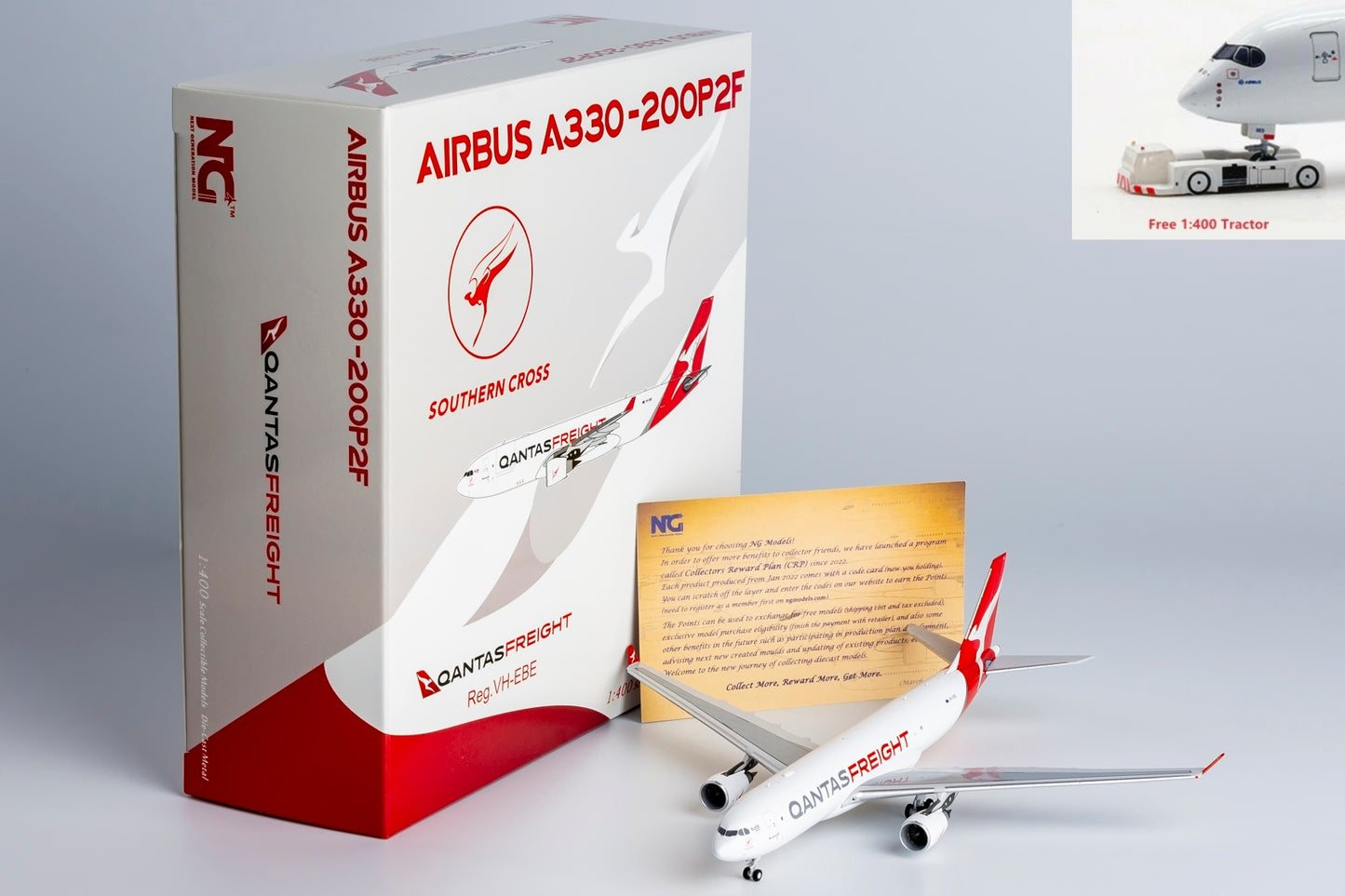 1:400 NG Models NG61091 Qantas Freight Airbus A330-200P2F VH-EBE Aircraft Model+Free Tractor