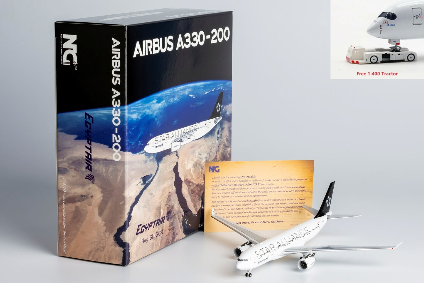 1:400 NG Models NG61086 EgyptAir Airbus A330-200 SU-GCK "STAR ALLANCE" Aircraft Model+Free Tractor