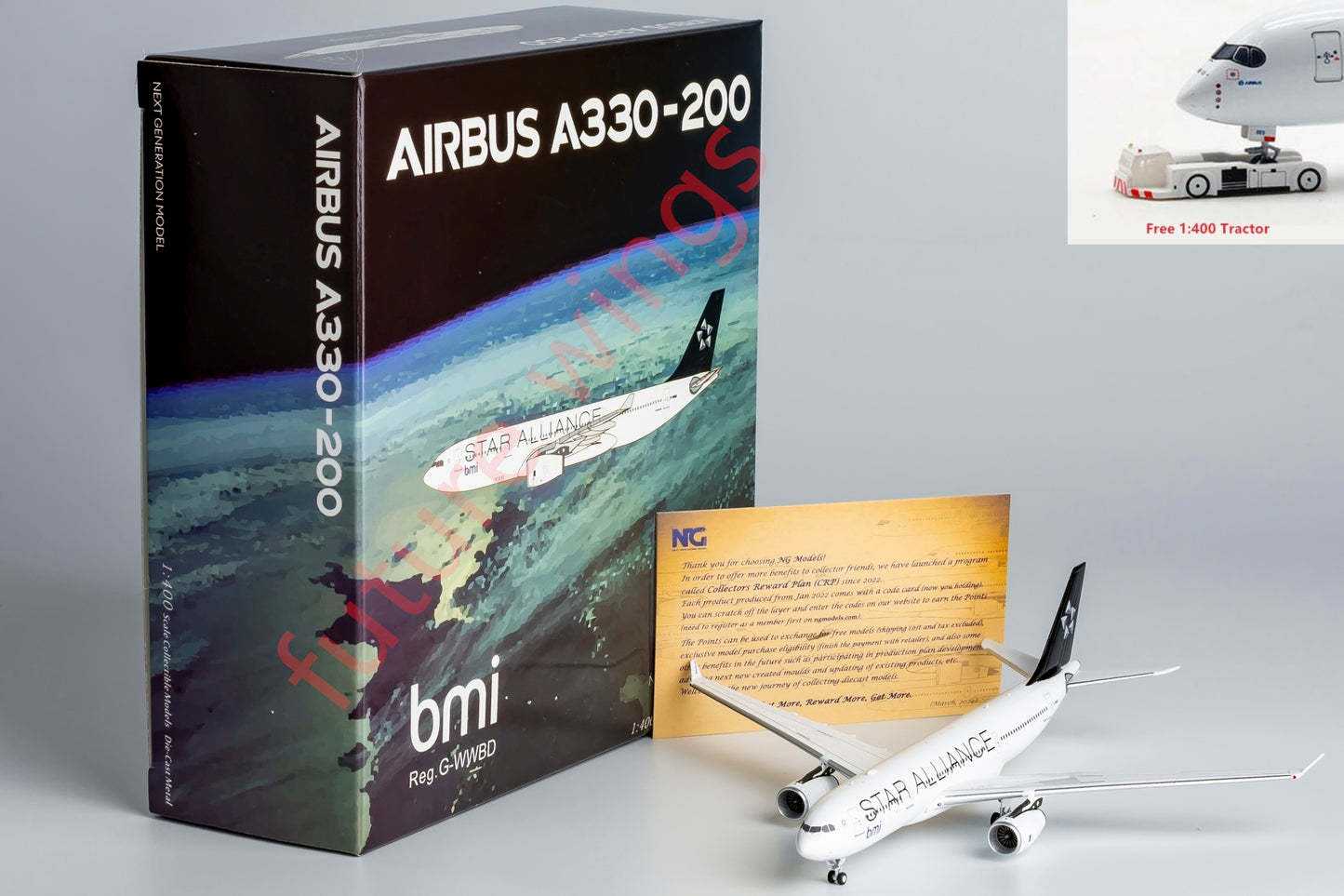 1:400 NG Models NG61088 bmi Airbus A330-200 G-WWBD"STAR ALLIANCE"Aircraft Model+Free Tractor