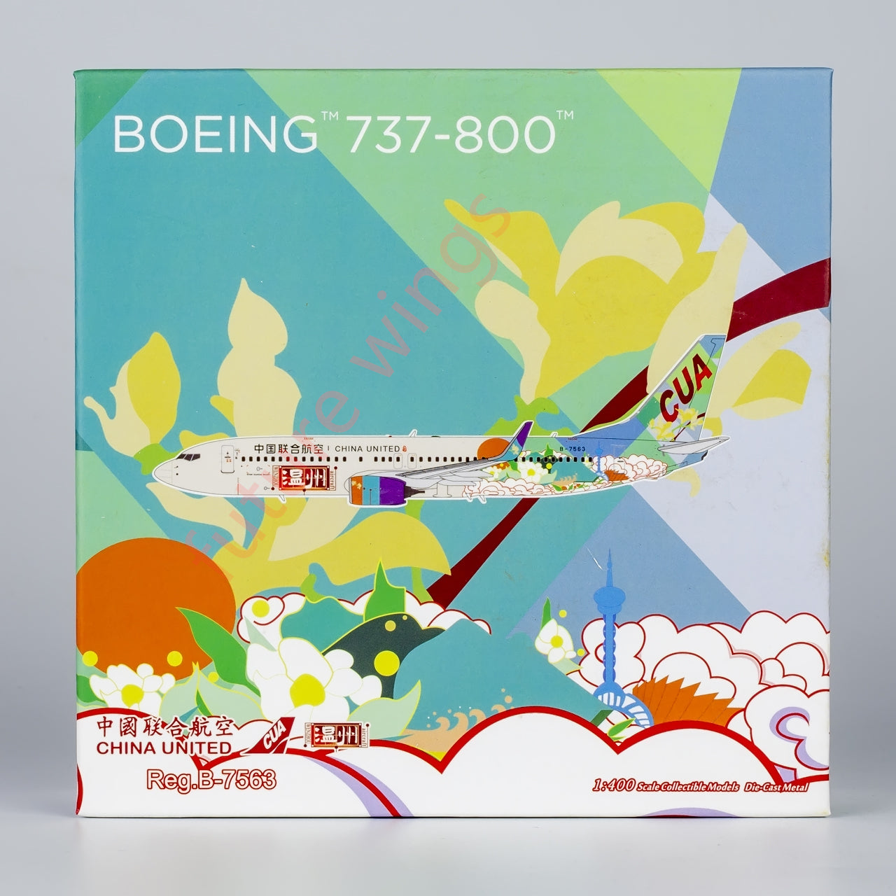 1:400 NG Models China United B737-800 Aircraft Model Free Tractor