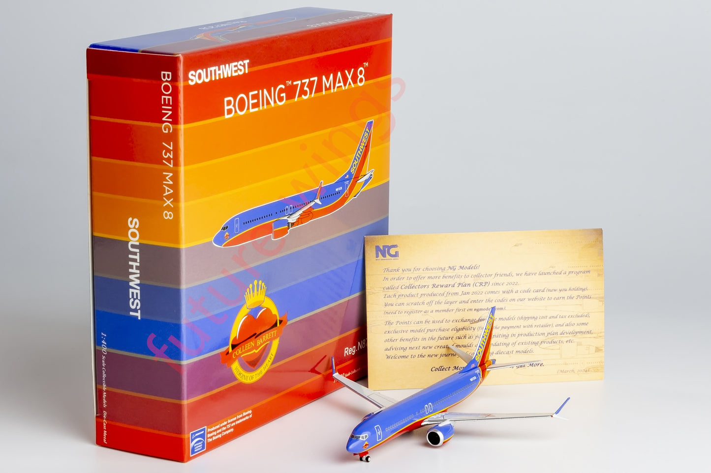 1:400 NG Lite SWA003 SouthWest Airlines B737 MAX8 N872CB Aircraft Model+Free Tractor