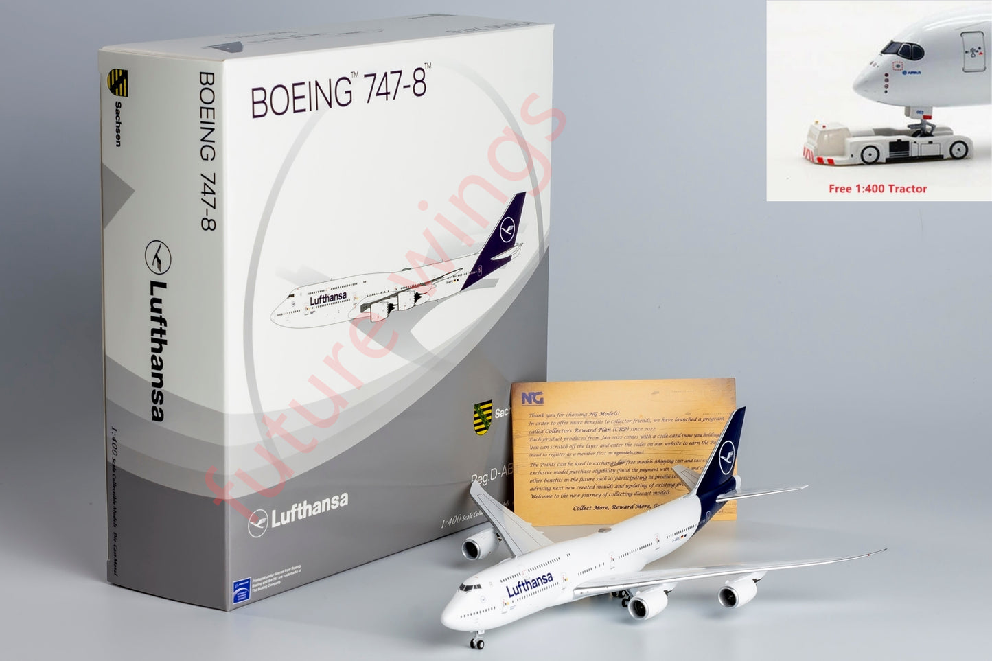 1:400 NG Models NG78028 Lufthansa Airlines Boeing 747-8 D-ABYC Aircraft Model+Free Tractor