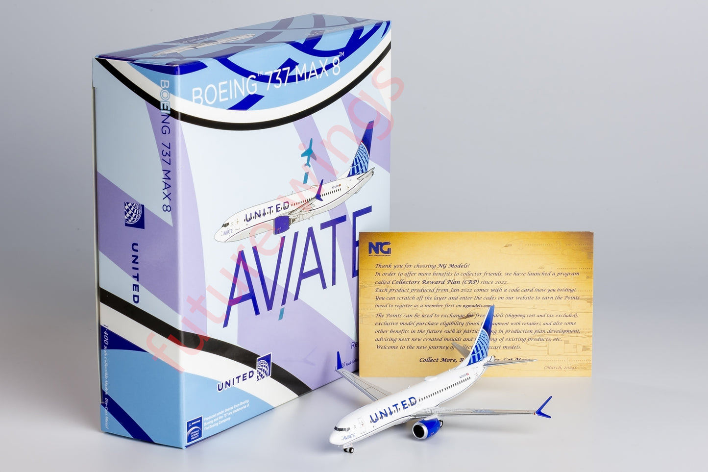 1:400 NG Models United Airlines B737 MAX8 N27255 AVIATE Aircraft Model+Free Tractor