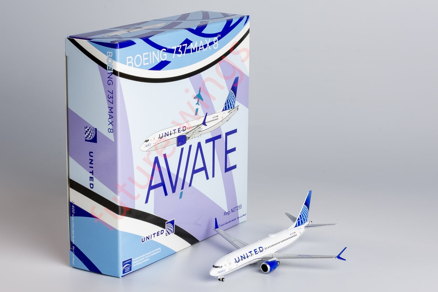1:400 NG Models United Airlines B737 MAX8 N27255 AVIATE Aircraft Model+Free Tractor
