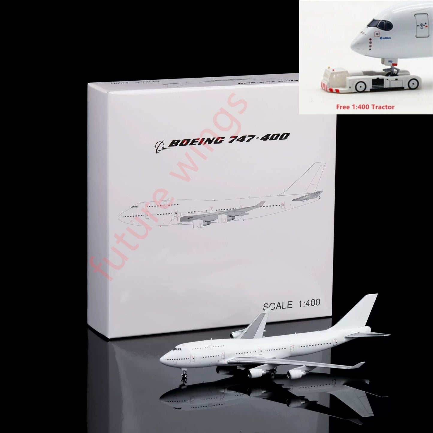 1:400 HX Models B747-100/B747-400 Blank Diecast Aircraft Model With Stand+Tractor