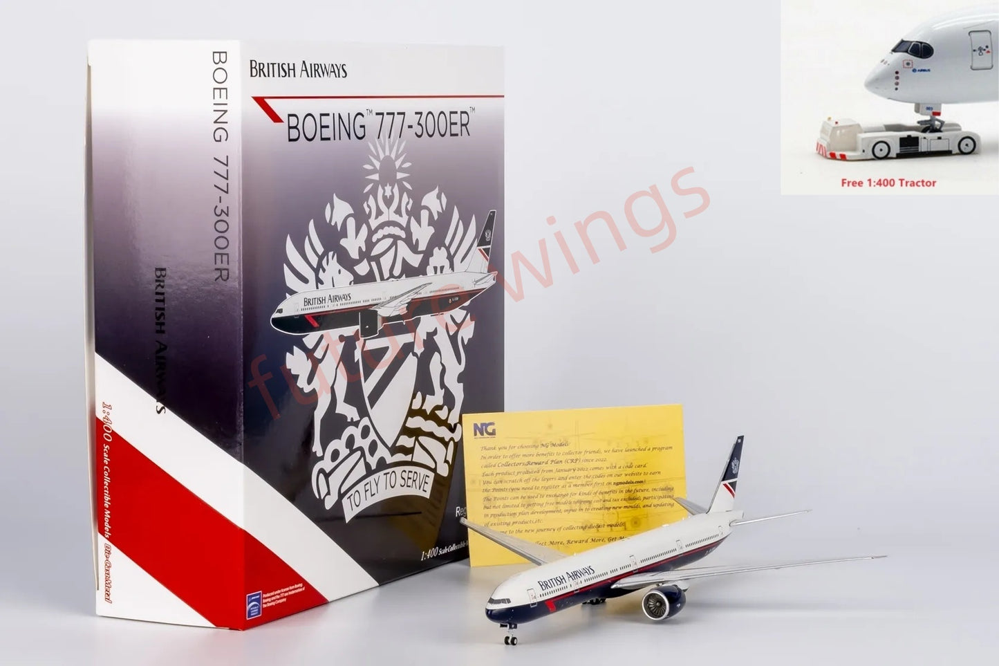 1:400 NG Models NG73039 British Airways B777-300ER G-STBF Aircraft Model+Free Tractor