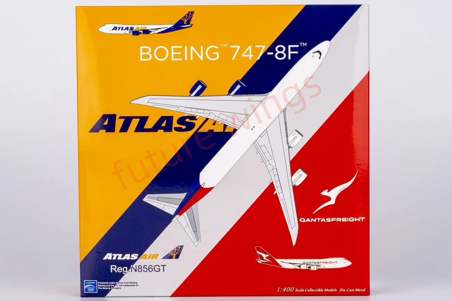 1:400 NG Models NG78032 Atlas&Qantas B747-8F N856GT Aircraft Model+Free Tractor