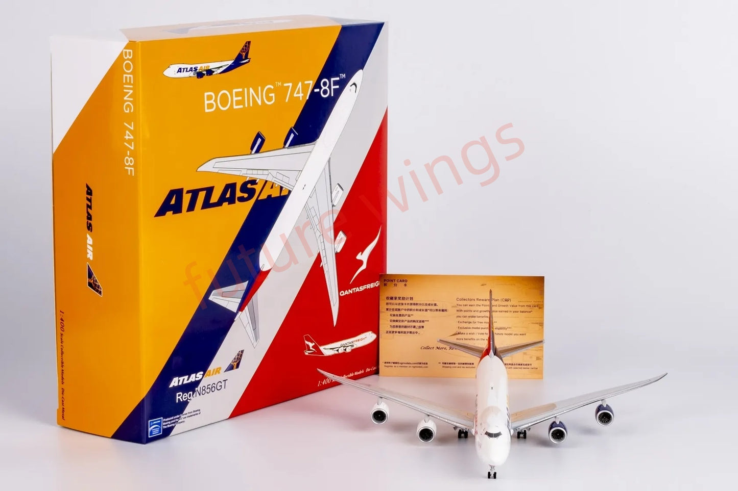 1:400 NG Models NG78032 Atlas&Qantas B747-8F N856GT Aircraft Model+Free Tractor