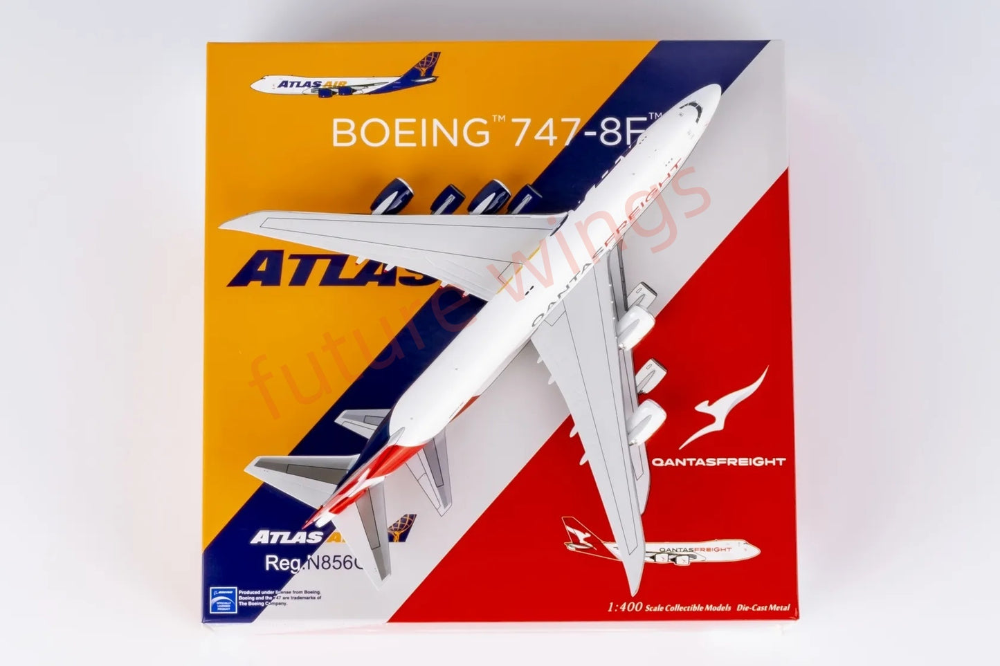 1:400 NG Models NG78032 Atlas&Qantas B747-8F N856GT Aircraft Model+Free Tractor