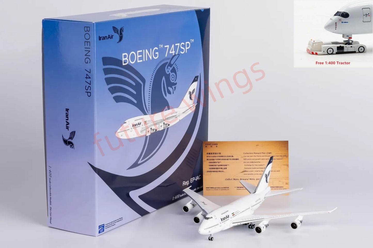 1:400 NG Models NG07041 Iran Air B747SP EP-IAC Aircraft Model+Free Tractor