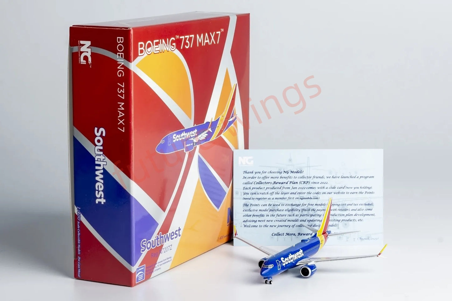 1:400 NG Models NG87002 Southwest B737 MAX7 N7207Z Aircraft Model+Free Tractor