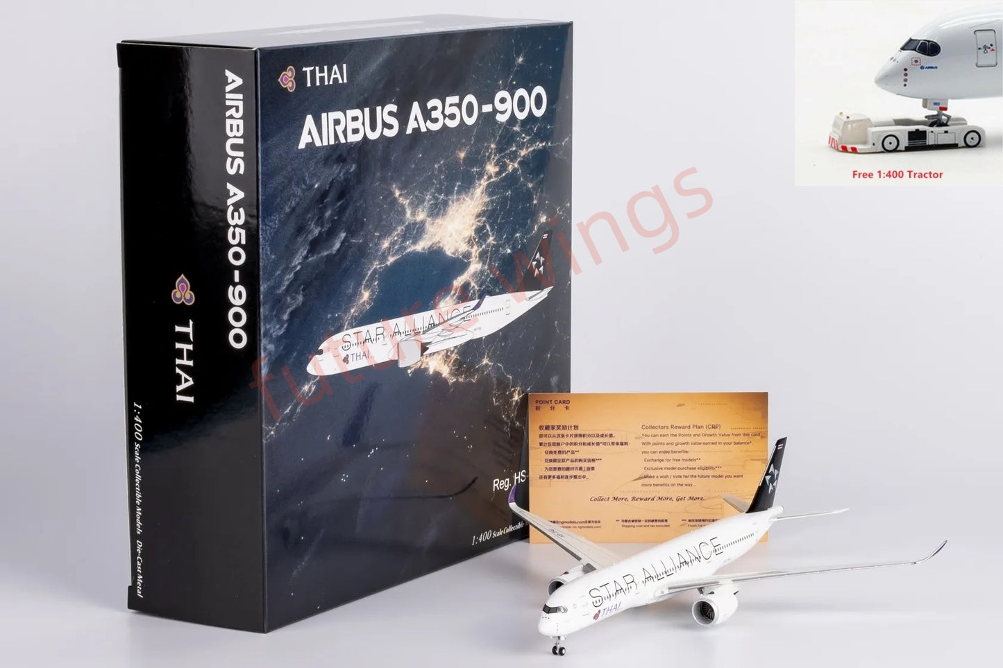 1:400 NG Models NG39085 Thai Airways A350-900 HS-THQ "Star Alliance" Aircraft Model+Free Tractor
