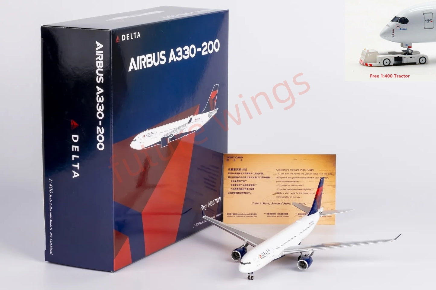 1:400 NG Models NG61096 Delta Airlines A330-200 N857NW Aircraft Model+Free Tractor