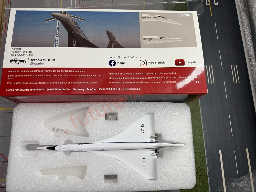 1:200 Herpa Wings 556323-001 Aeroflot TU-144 CCCP-77112 Diecast Aircraft Model
