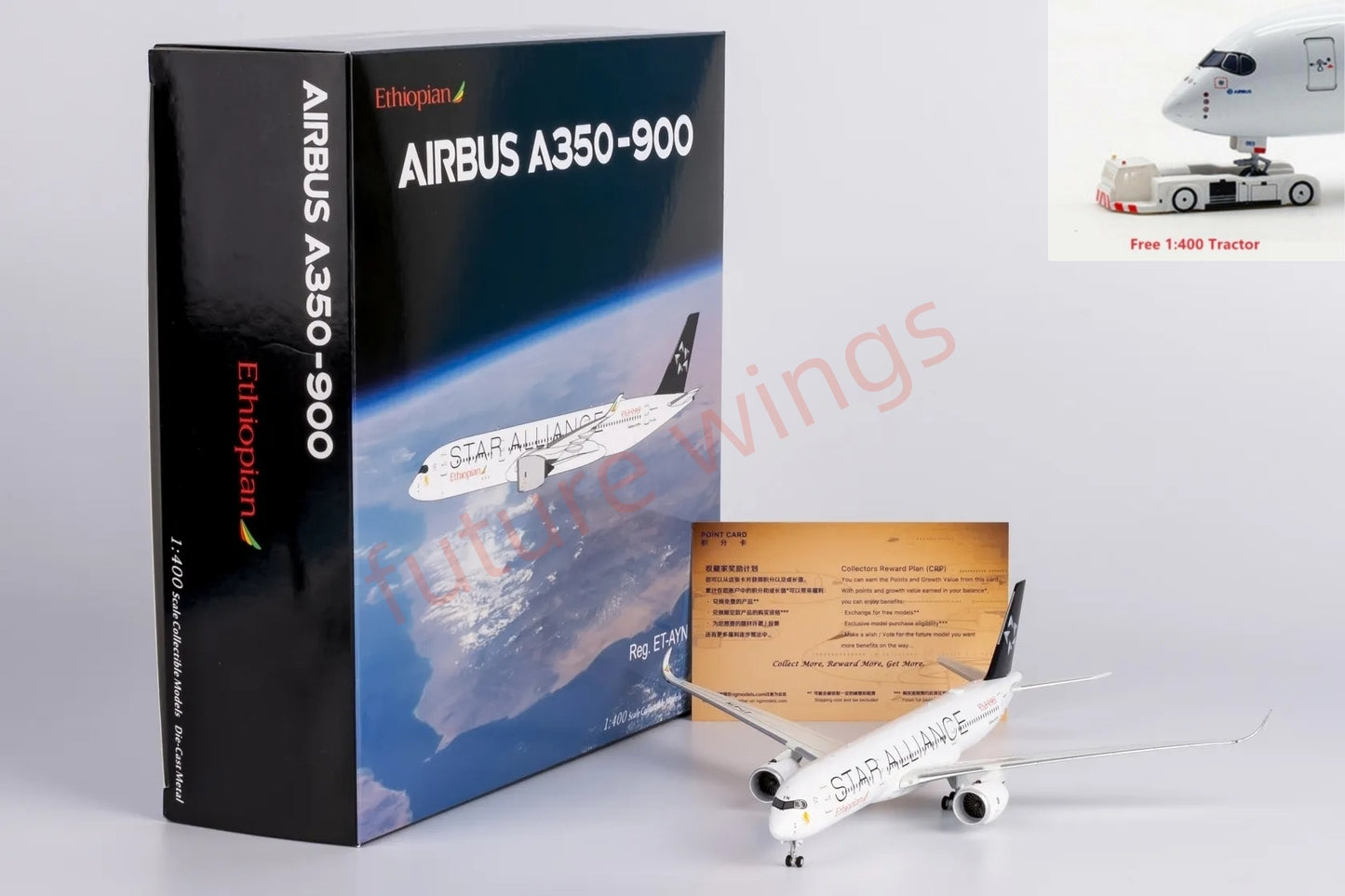 1:400 NG Models NG39088 Ethiopian Airlines A350-900 ET-AYN "Star Alliance" Diecast Aircraft Model+Free Tractor