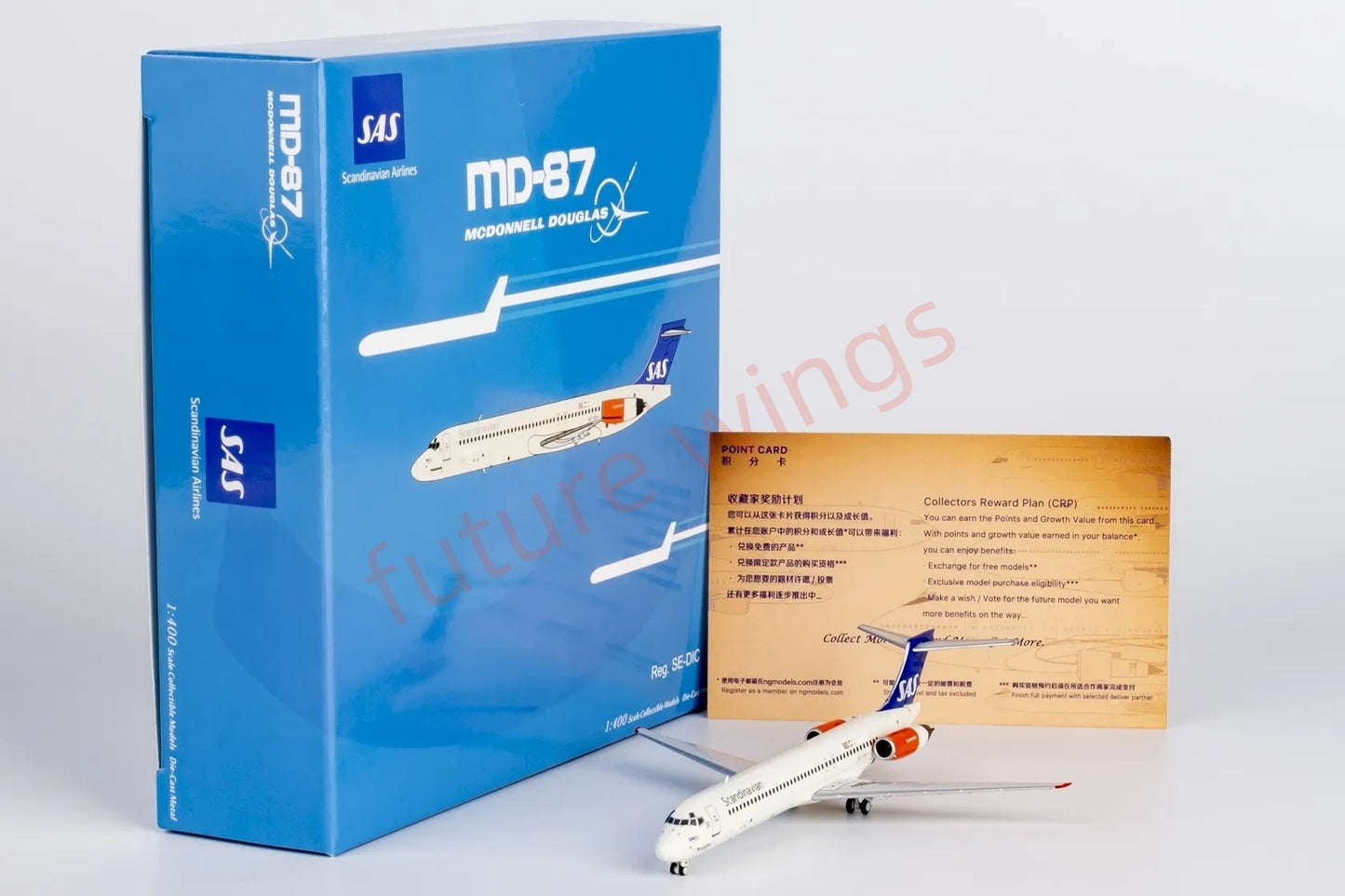 1:400 NG Models NG84001 SAS McDonnell Douglas MD-87 SE-DIC Aircraft Model+Free Tractor