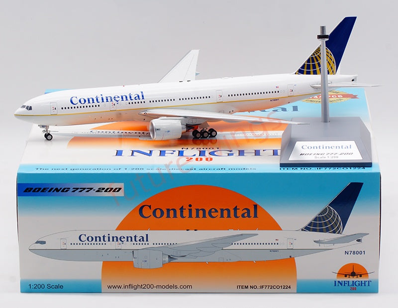 1:200 InFlight200 Continental Airlines B777-200 N78001 Diecast Aircraft Model
