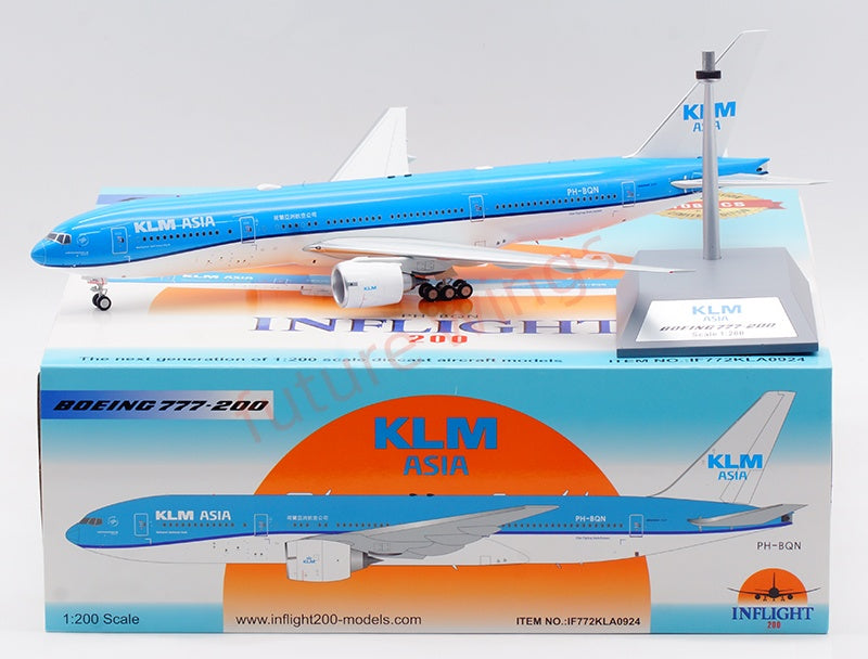 1:200 InFlight200 KLM-ASIA B777-200 PH-BQN Diecast Aircraft Model