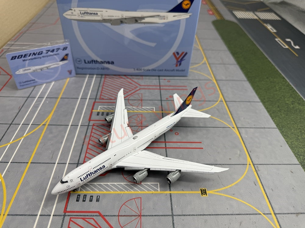 1:400 YY Wings Lufthansa Airlines Boeing 747-8 D-ABYA D-ABYD Aircraft Model+Free Tractor
