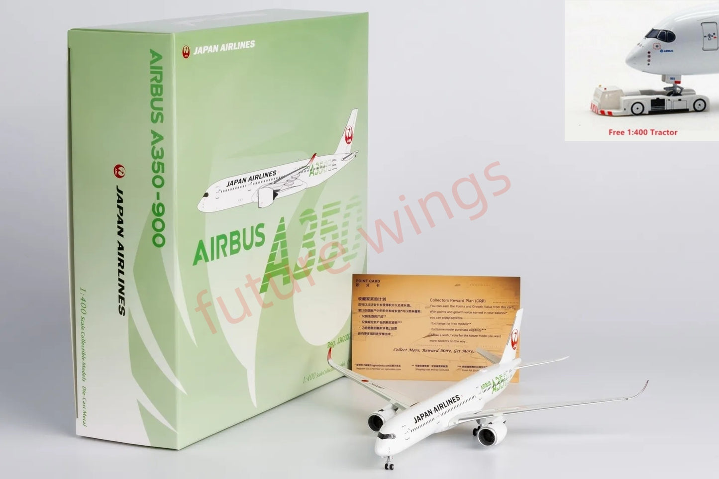 1:400 NG Models NG39097 Japan Airlines A350-900 JA03XJ "Green"Aircraft Model+Free Tractor