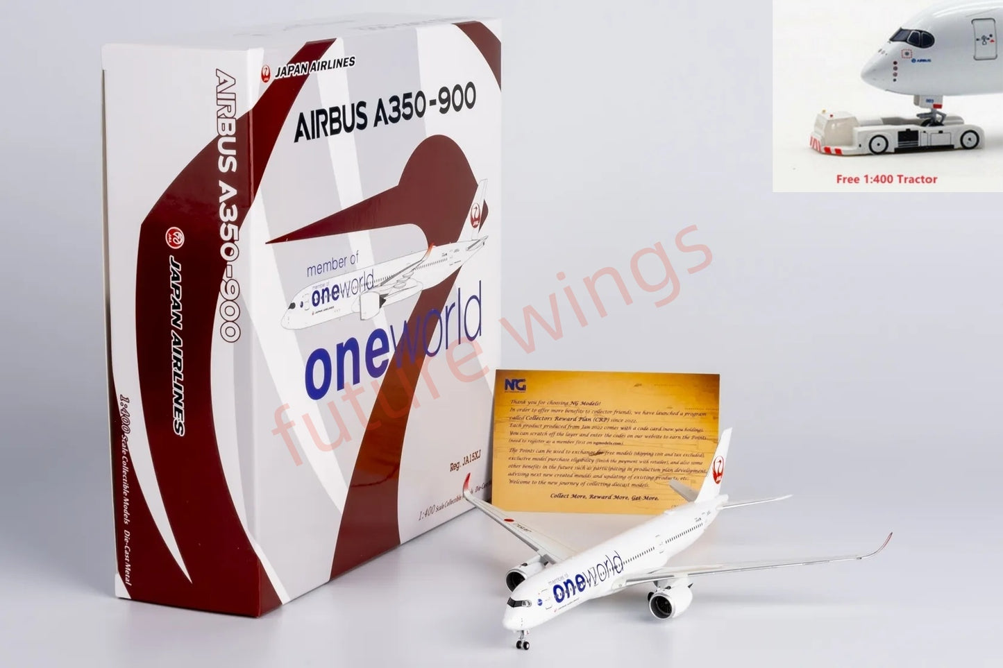 1:400 NG Models NG39093 Japan Airlines A350-900 JA15XJ"One World" Aircraft Model+Free Tractor