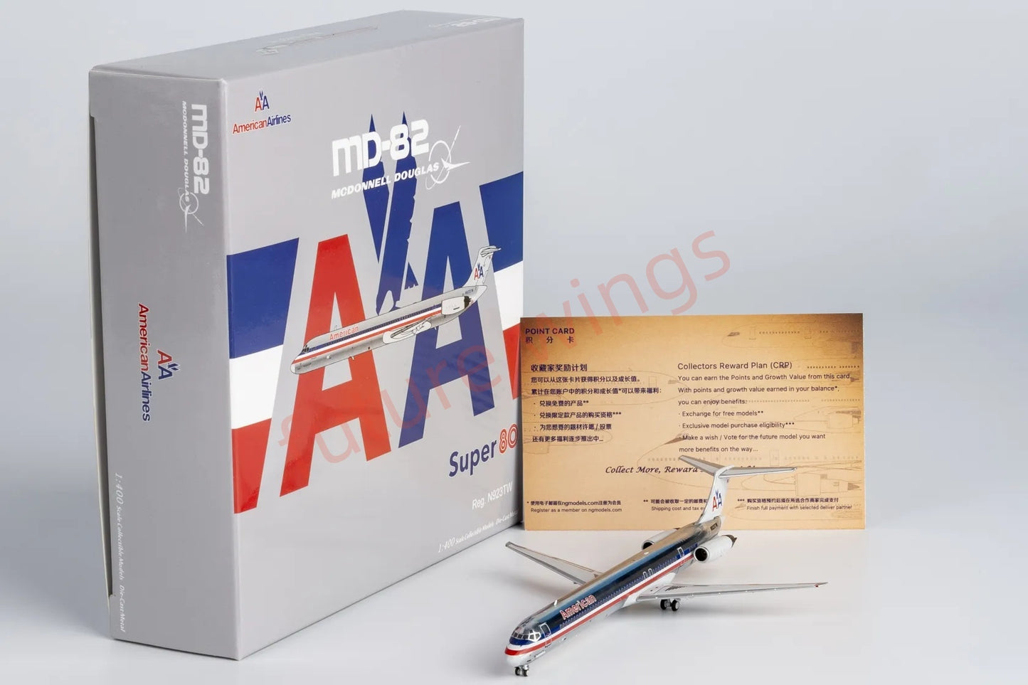 1:400 NG Models NG83006 American Airlines McDonnell Douglas MD-82 N923TW Aircraft Model+Free Tractor