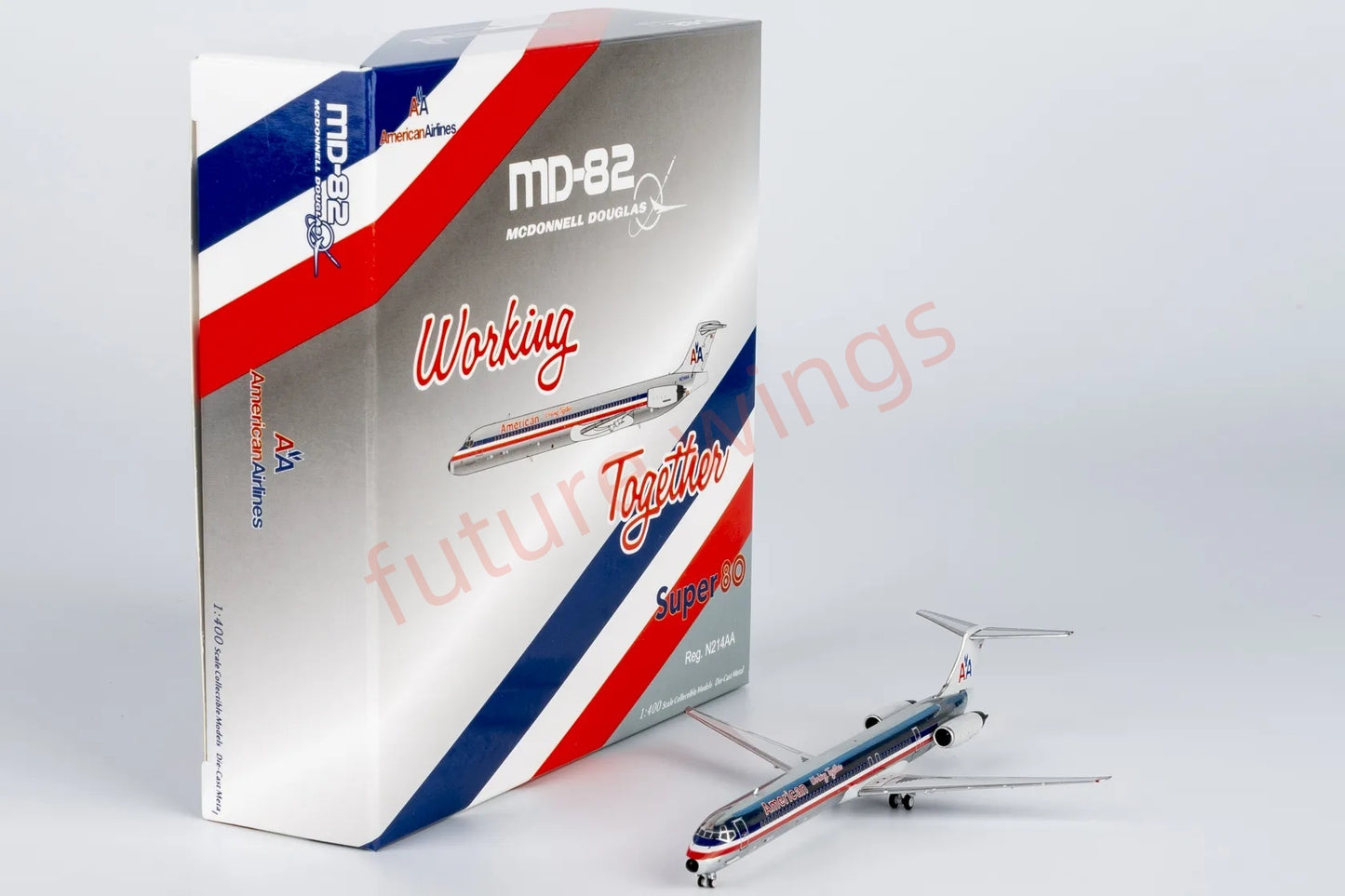 1:400 NG Models NG83007 American Airlines McDonnell Douglas MD-82 N214AA Aircraft Model+Free Tractor