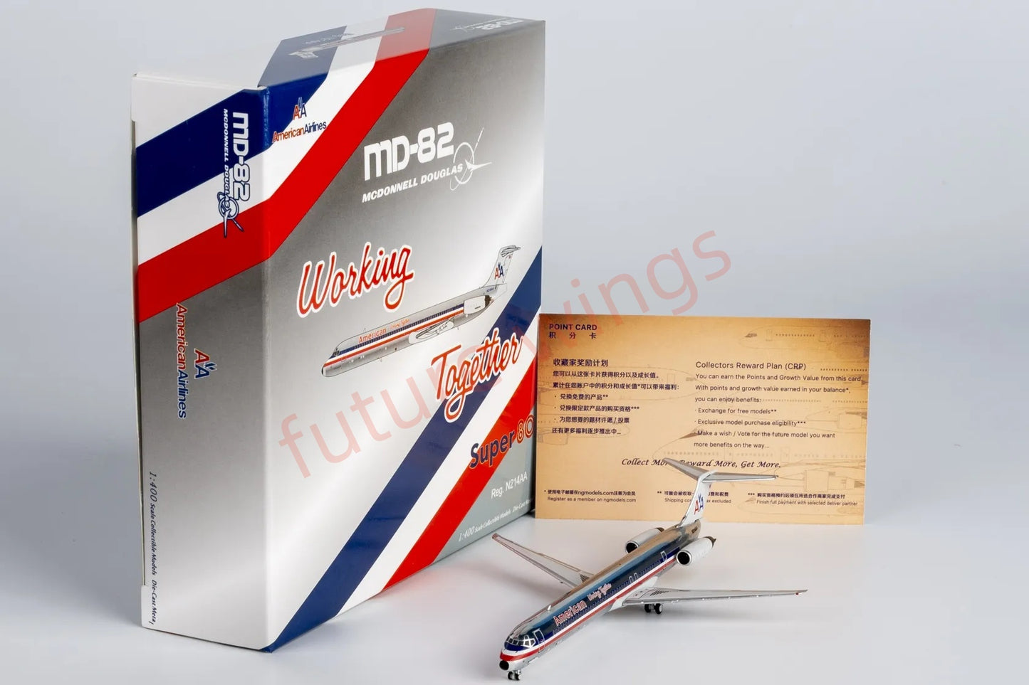 1:400 NG Models NG83007 American Airlines McDonnell Douglas MD-82 N214AA Aircraft Model+Free Tractor