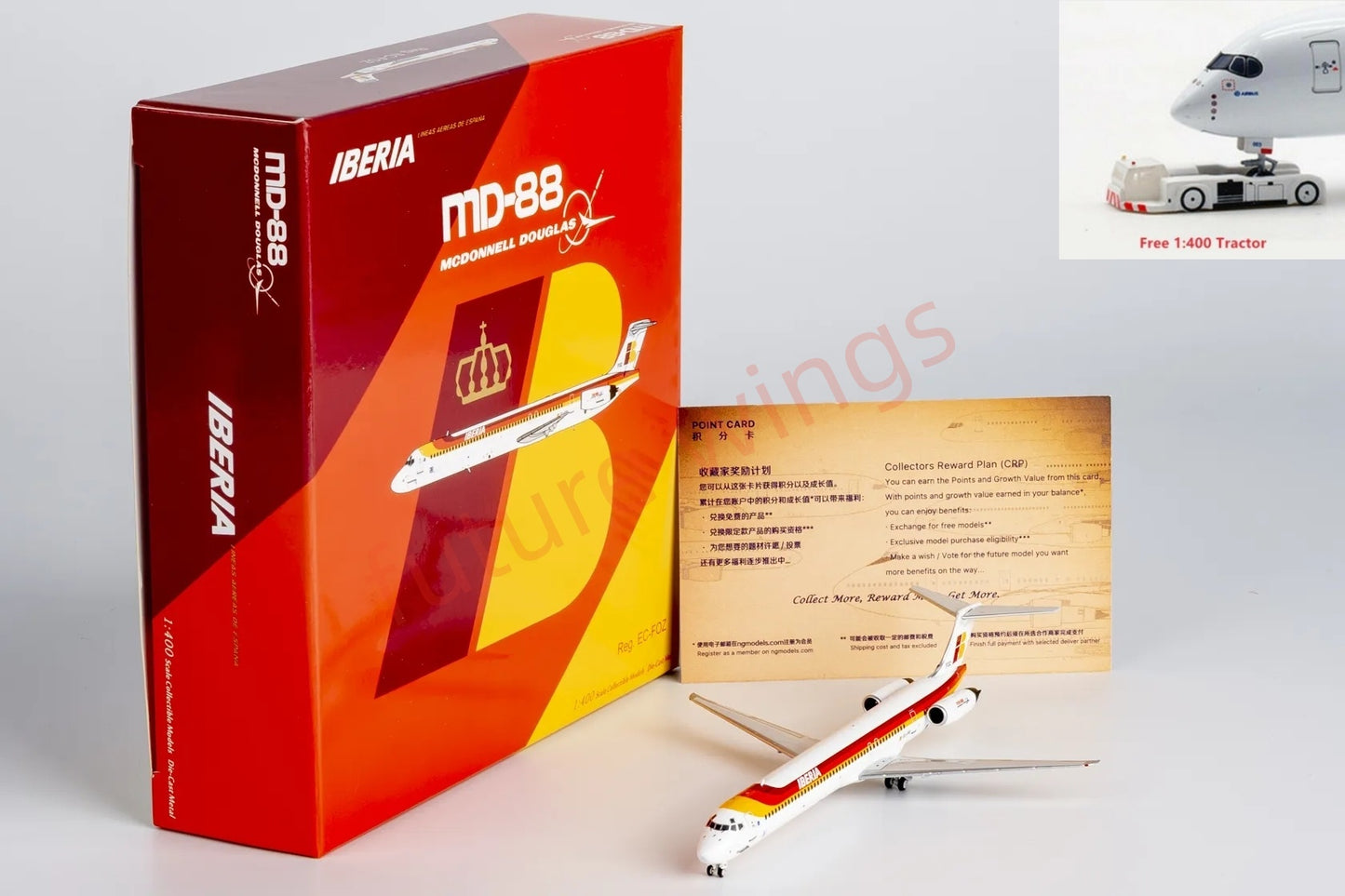 1:400 NG Models NG83005 Iberia McDonnell Douglas MD-88 EC-FOZ Aircraft Model+Free Tractor