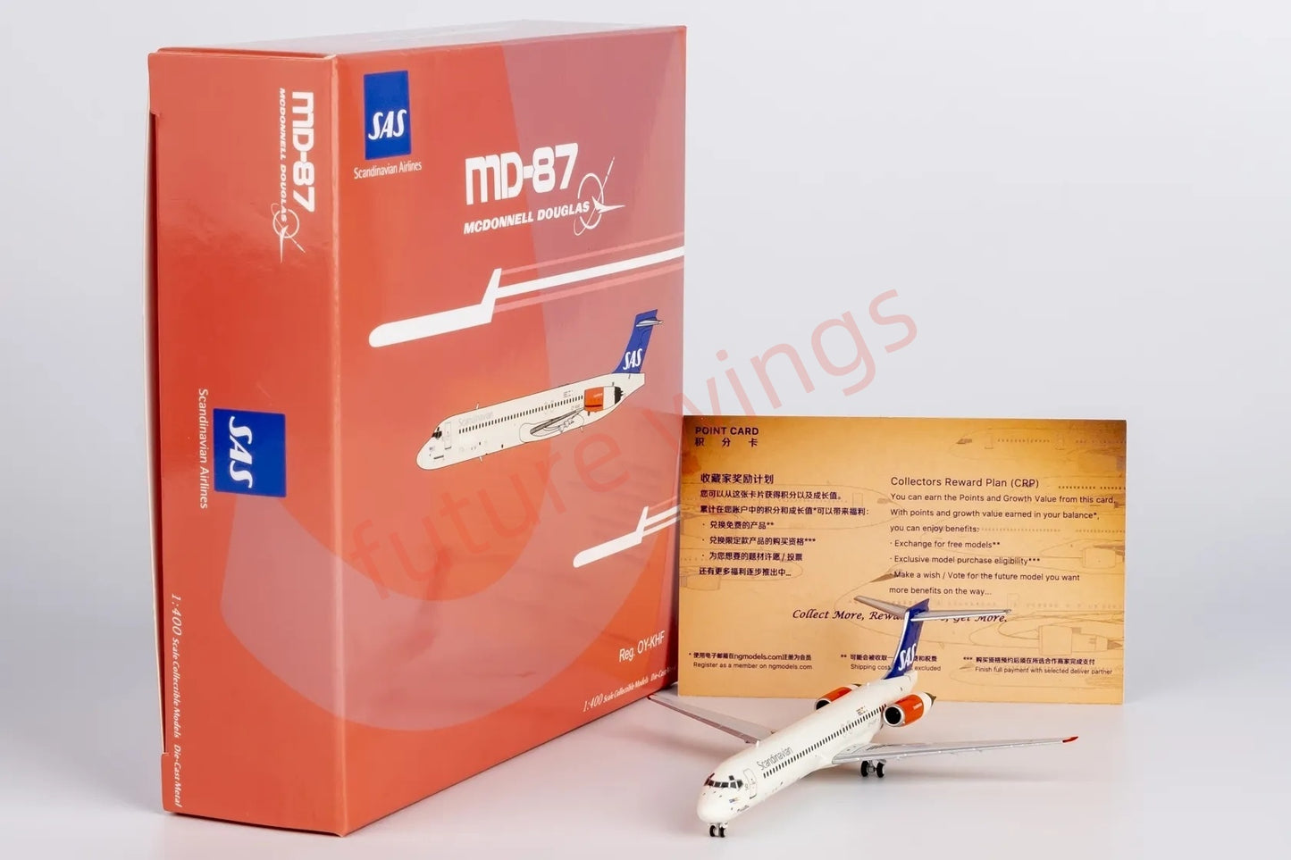 1:400 NG Models NG84003 SAS McDonnell Douglas MD-87 OY-KHF Aircraft Model+Free Tractor