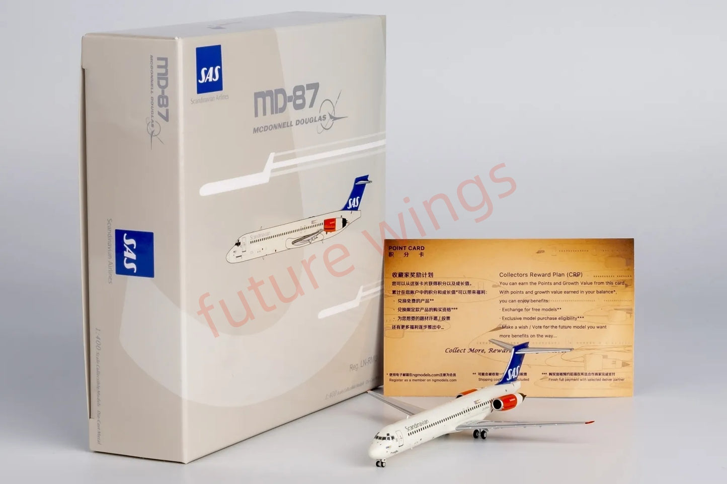 1:400 NG Models NG84002 SAS McDonnell Douglas MD-87 LN-RMU Aircraft Model+Free Tractor