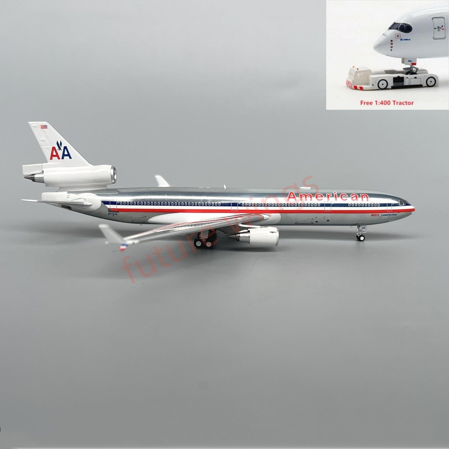 1:400 PandaModel American Airlines MD-11 N1761R Aircraft Model+Free Tractor