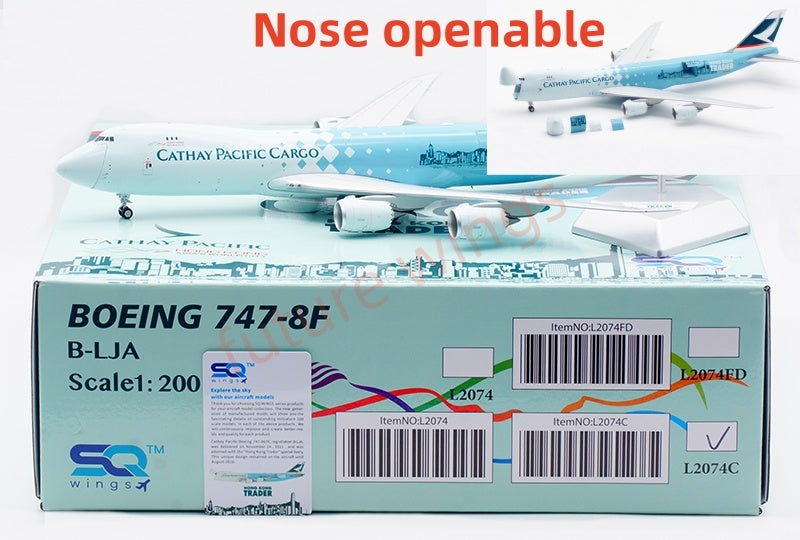 1:200 SQ Wings Cathay Pacific Cargo B747-8F B-LJA Diecast Aircraft Model