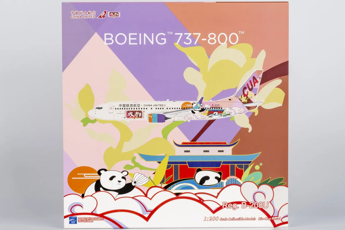 1:200 NG Models 08007 China United Airlines B737-800 B-208U "Chengdu"Aircraft Model