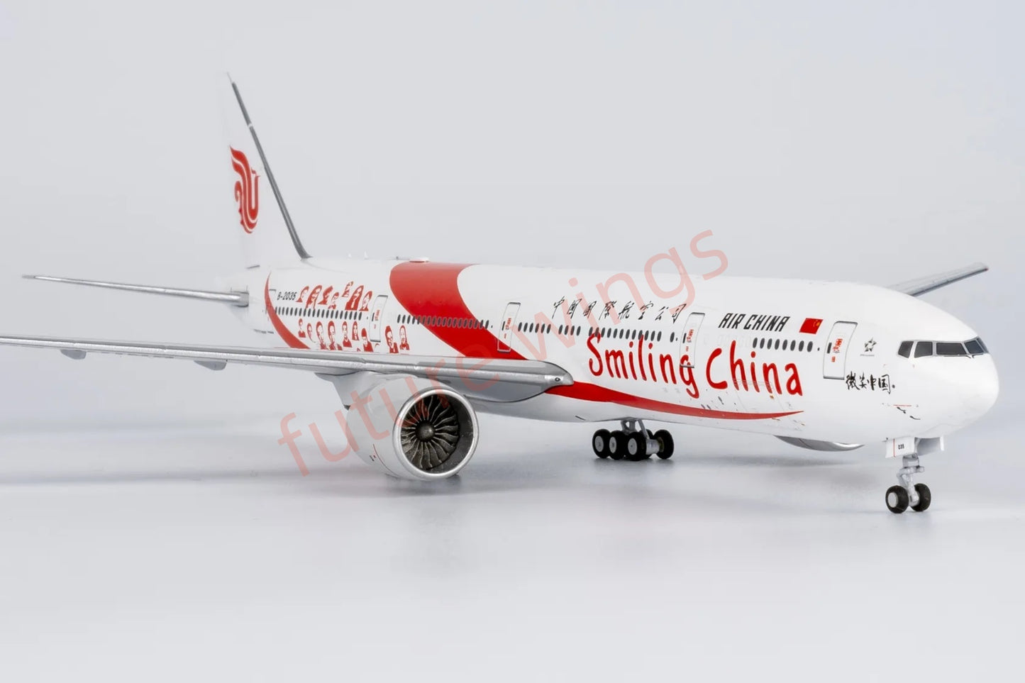 1:400 NG Models NG73059 Air China B777-300ER B-2035 "Smiling China" Aircraft Model+Free Tractor