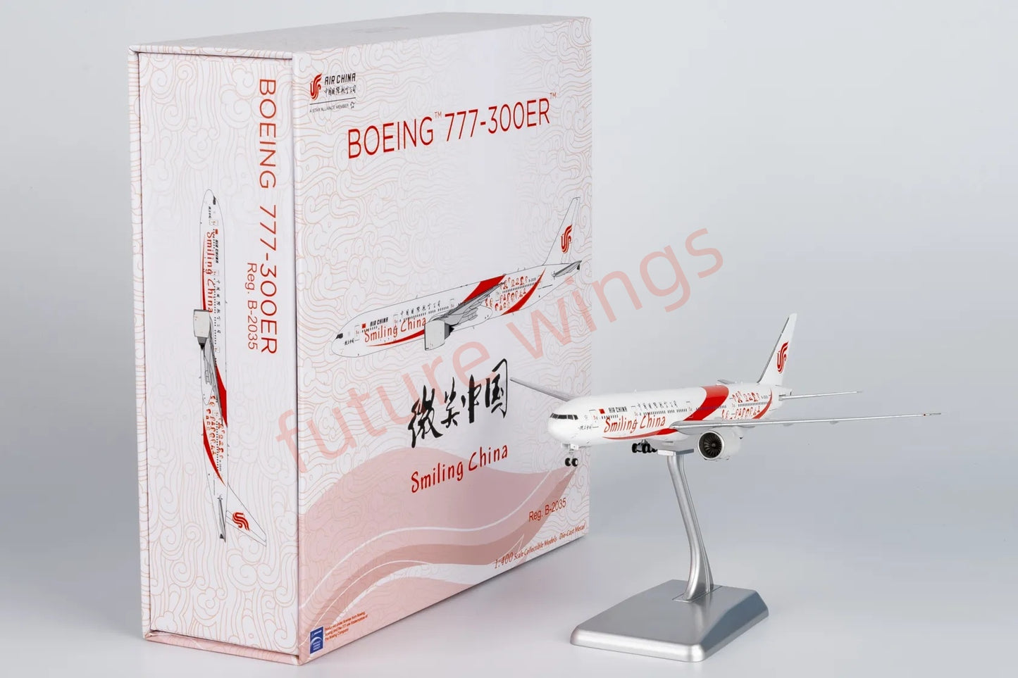 1:400 NG Models NG73058 Air China B777-300ER B-2035 "Smiling China" Aircraft Model+Free Tractor "Luxury Package"