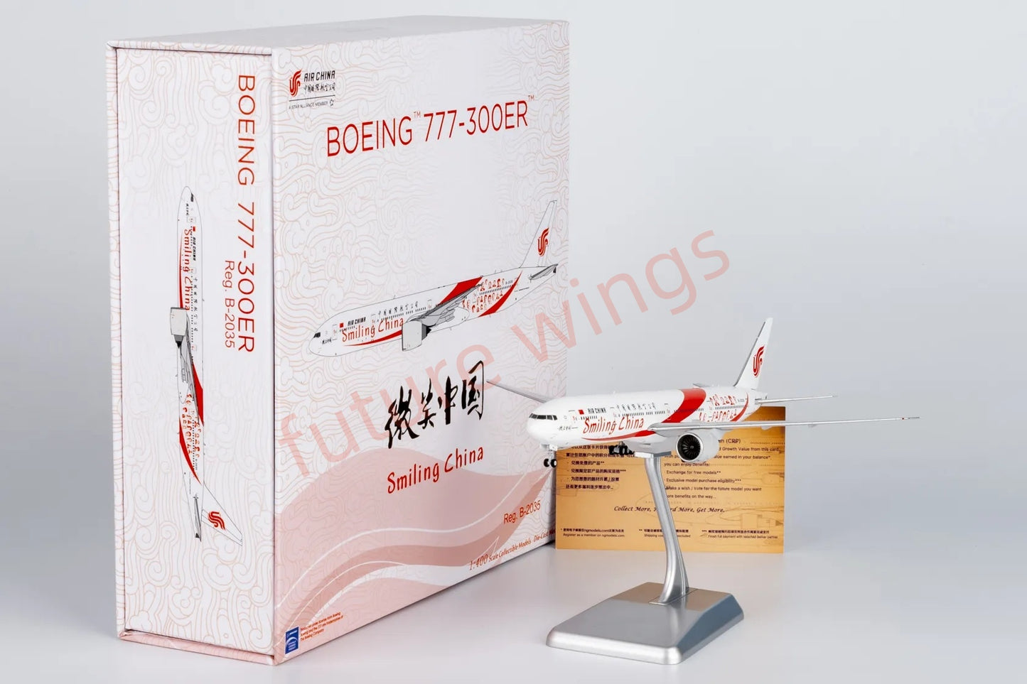 1:400 NG Models NG73058 Air China B777-300ER B-2035 "Smiling China" Aircraft Model+Free Tractor "Luxury Package"