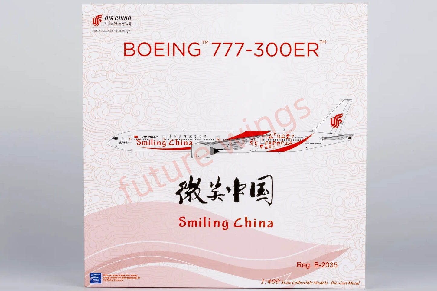 1:400 NG Models NG73058 Air China B777-300ER B-2035 "Smiling China" Aircraft Model+Free Tractor "Luxury Package"